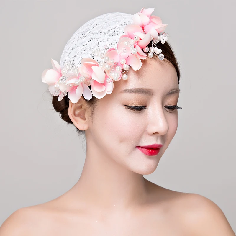 

Bride studio photo headdress lace flower hat women hair ornaments wedding dress accessories women fasinator hat Hair Clip