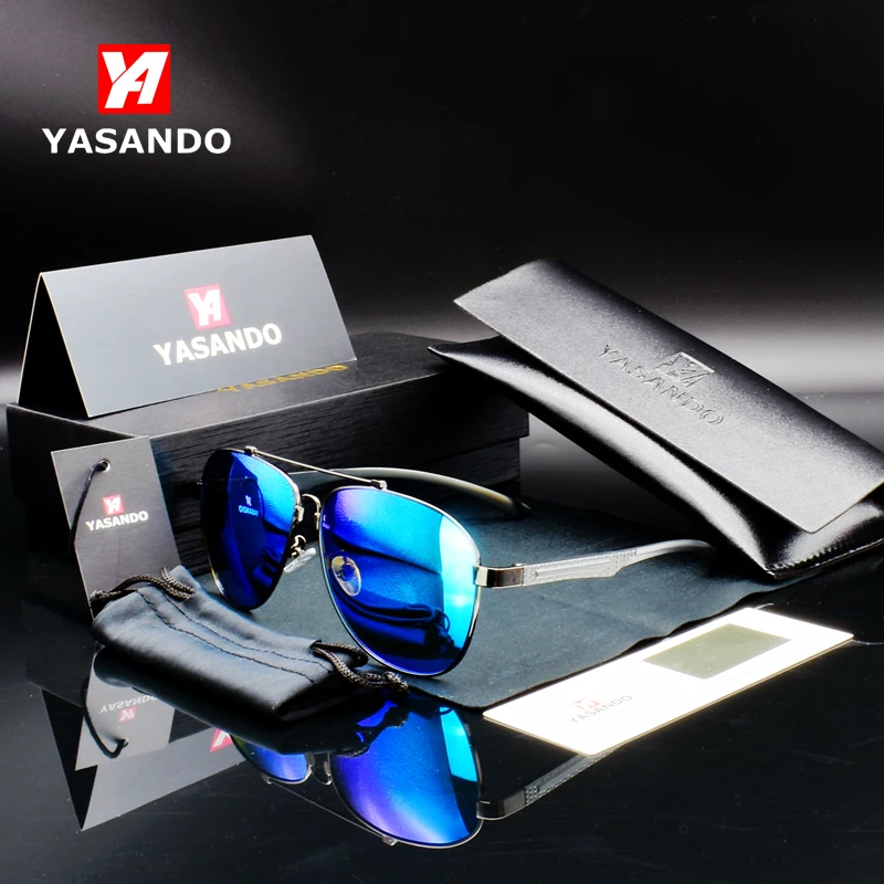 Men's Polarized Sunglasses Memory Frame YASANDO Luxury Brand Classical Pilot Driving Eyewear UV400 Male All-fit Sun Glass XY130 |