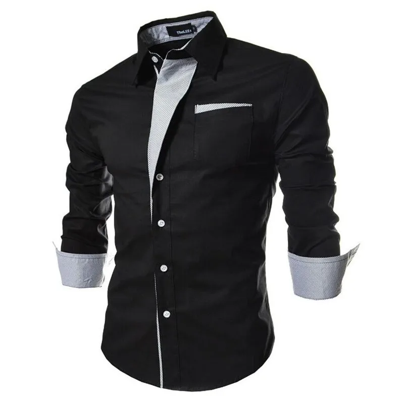 2020 new brand long sleeve shirts social male 5 colors slim fit  striped shirts plus size 3xl mens dress shirts