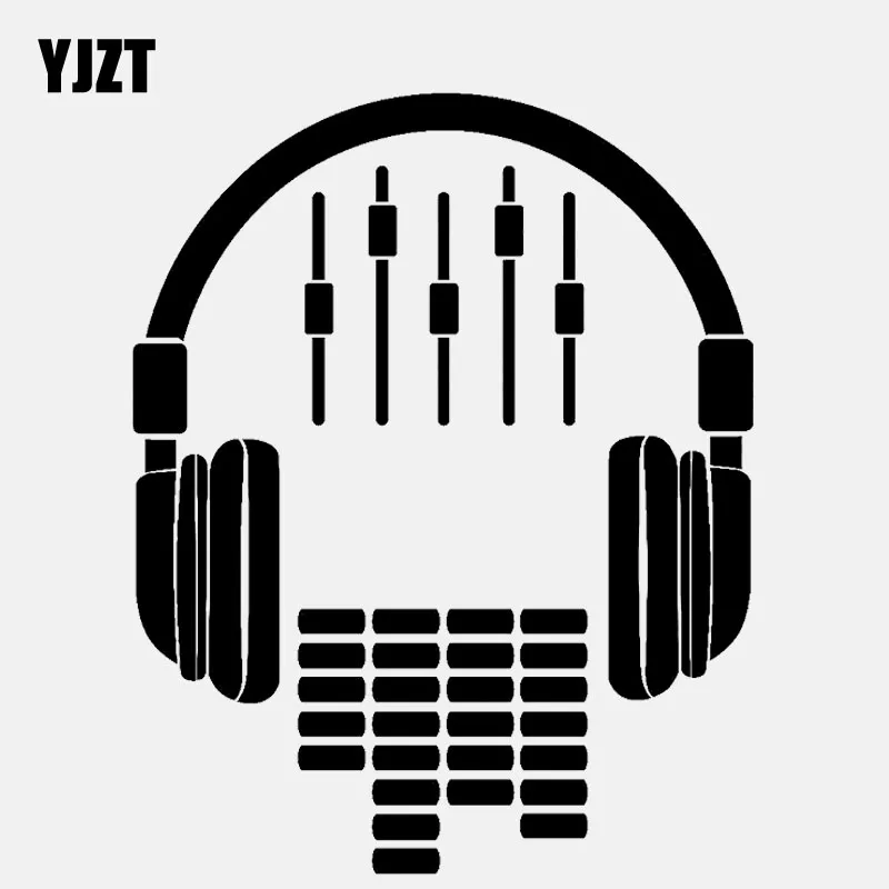 YJZT 11,4 см* 14,3 см наклейка с изображением наушников Музыка Dj рок винил черный/серебристый стикер автомобиля C22-0655