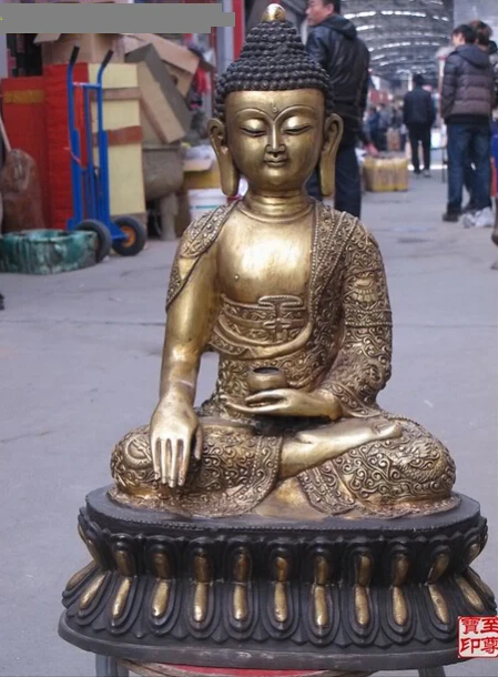

bi002087 23"Tibet Bronze gild handwork 9 Dragon Kowloon Sakyamuni Buddha censer Amitabha