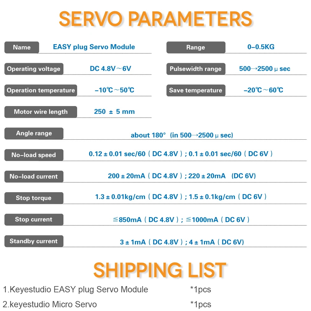 Серводвигатель Keyestudio с простым разъемом + микросерводвигатель для робота