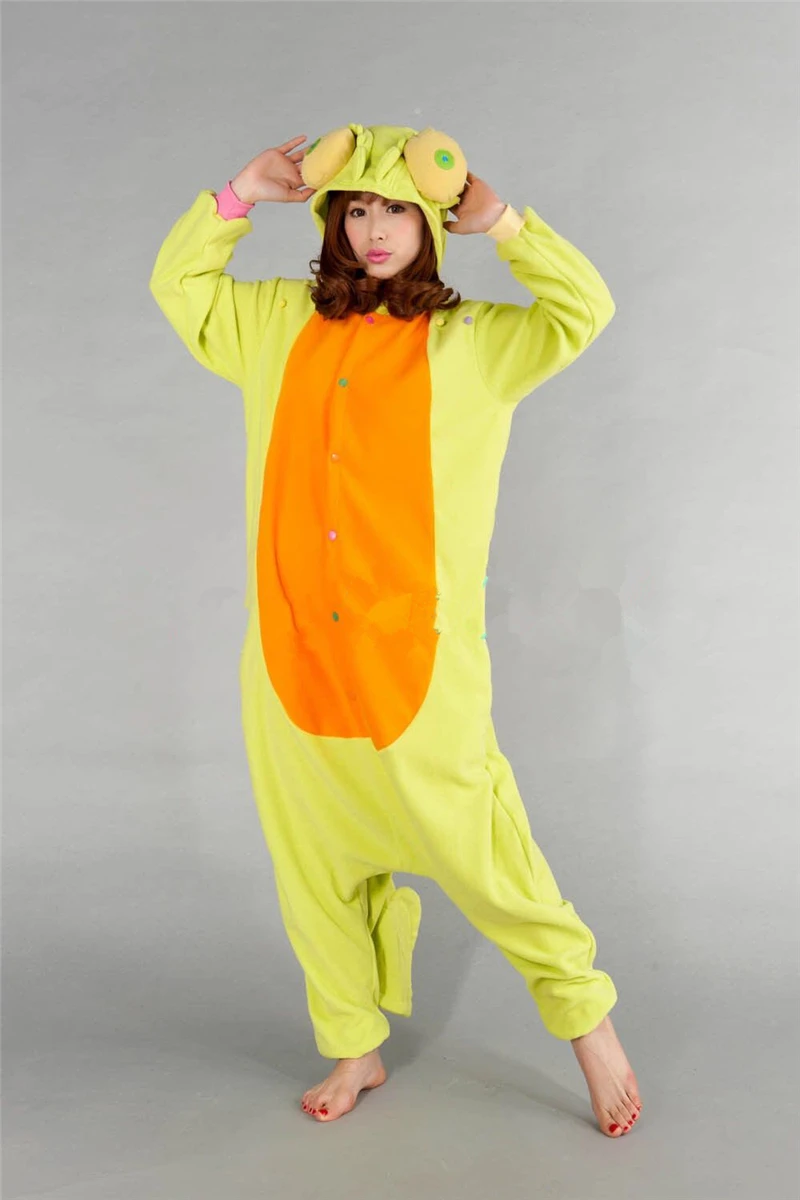Cartoon Anime Animals chameleon Lizard Onesie Halloween Cosplay Reptiles onesies Adult Women Men's Pajamas sleepwear jumpsuit |