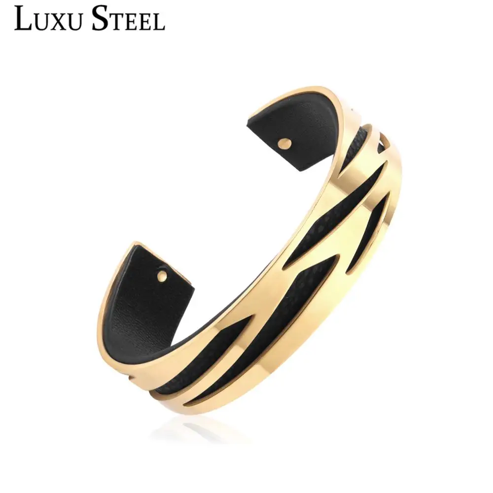 

Браслеты-манжеты LUXUSTEEL из нержавеющей стали, Новое поступление 2019, кожаные браслеты золотого цвета для женщин, аксессуары, подарок Вечерние
