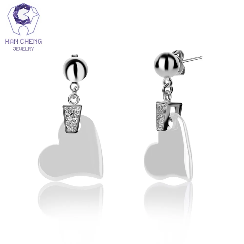 HanCheng новые модные роскошные висячие серьги с керамическим сердцем золотые