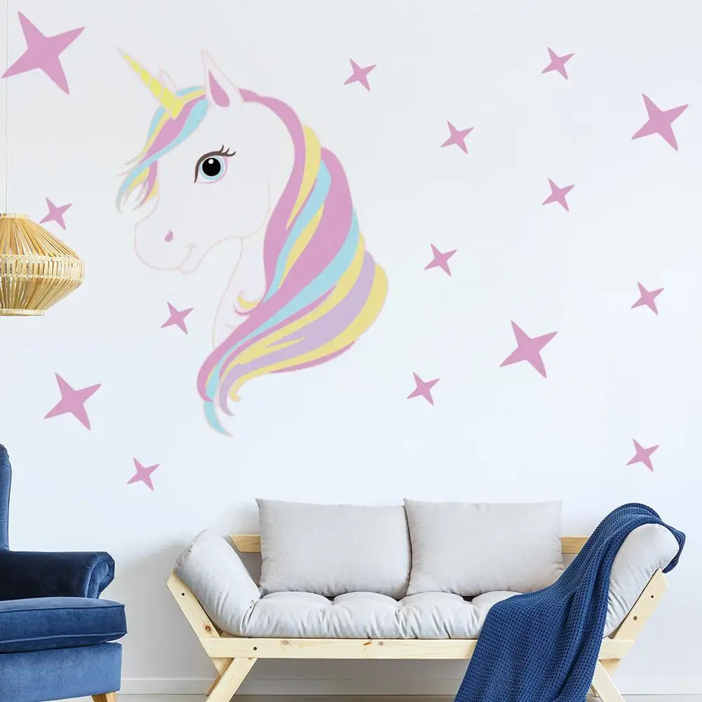 DIYColorful Животные лошадь настенные наклейки со звездами Единорог для детской
