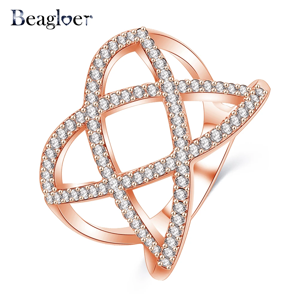 Beagloer элегантное кольцо из розового золота/серебряный цвет проложить крошечное