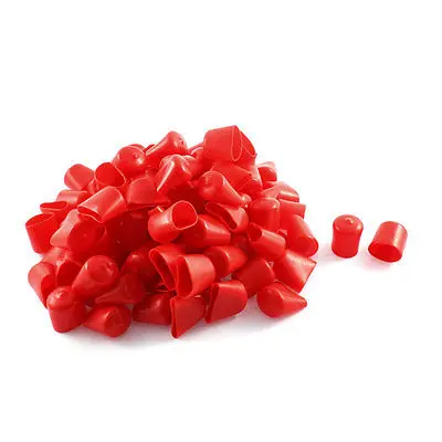 

100Pcs Red Soft Plastic PVC Insulated End Sleeves Caps Cover 22mm Dia