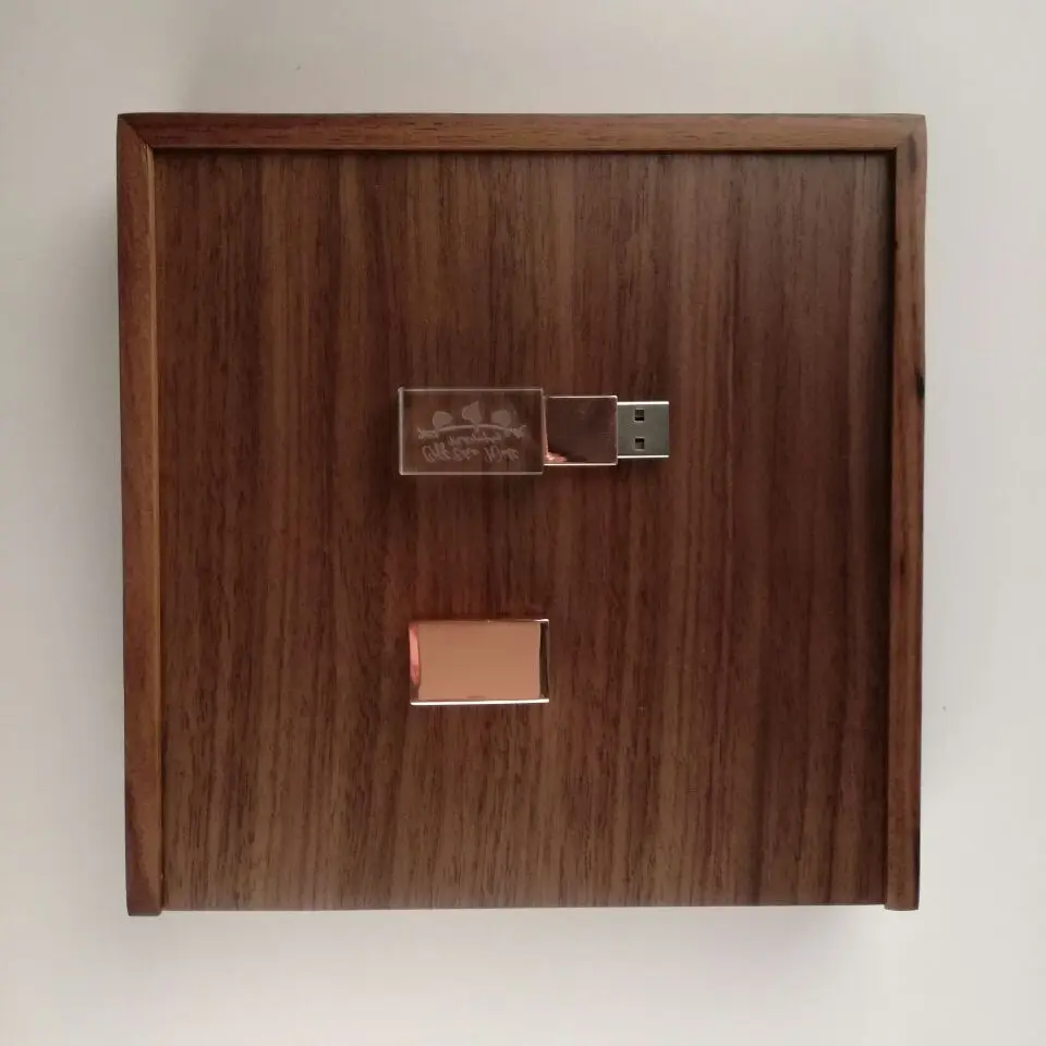 Флеш карта памяти usb 3 0 с кристаллом розового золота коробка из грецкого ореха