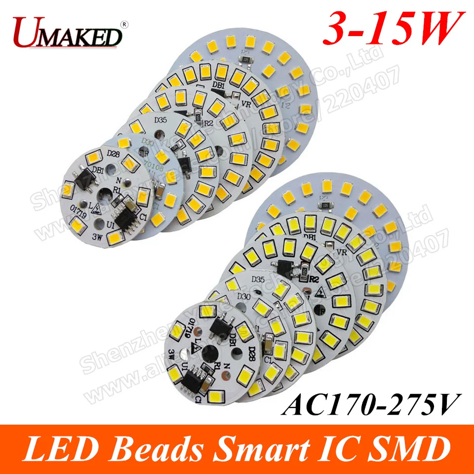 10 шт. ac 220v светодиодный pcb SMD2835 3w 5w 7w 9w 12w 15w интегрированный ic драйвер, светодиодный бусины умная ИС(интеграционная схема поверхностного монтажа, светодиодный светильник источник светодиодный лампы
