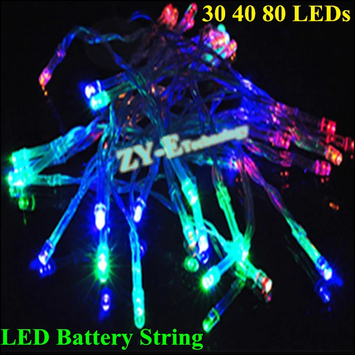 

Multicolour30/40/80leds LED String Light 3AA battrey Decoration Light for Christmas Party Wedding battery string News