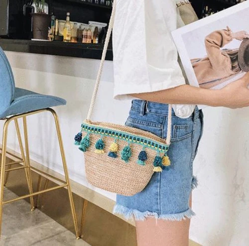 Ship Type Tassel Straw Bag Zipper Handbags Women Summer Rattan Handmade Woven Beach Bohemia Handbag New Fashion | Багаж и сумки