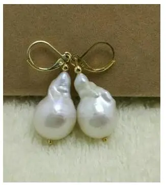 Huge AAA natural baroque white pearl earrings 14K/20 | Украшения и аксессуары