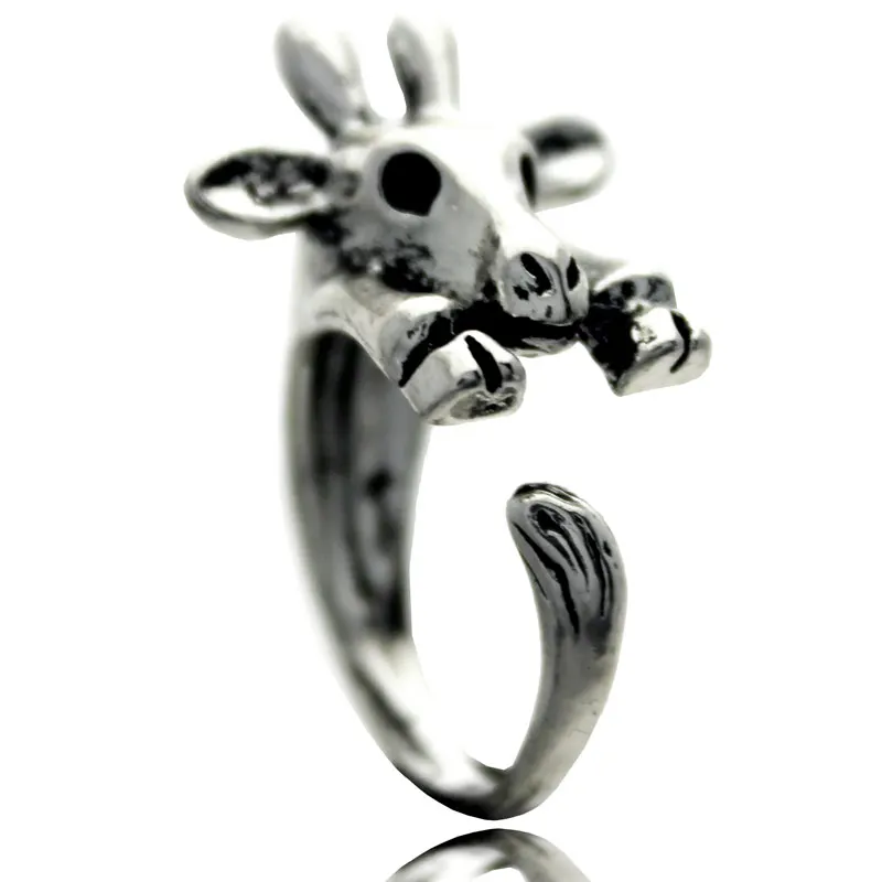 Регулируемое кольцо с жирафом для женщин винтажное серебряное женщин|antique