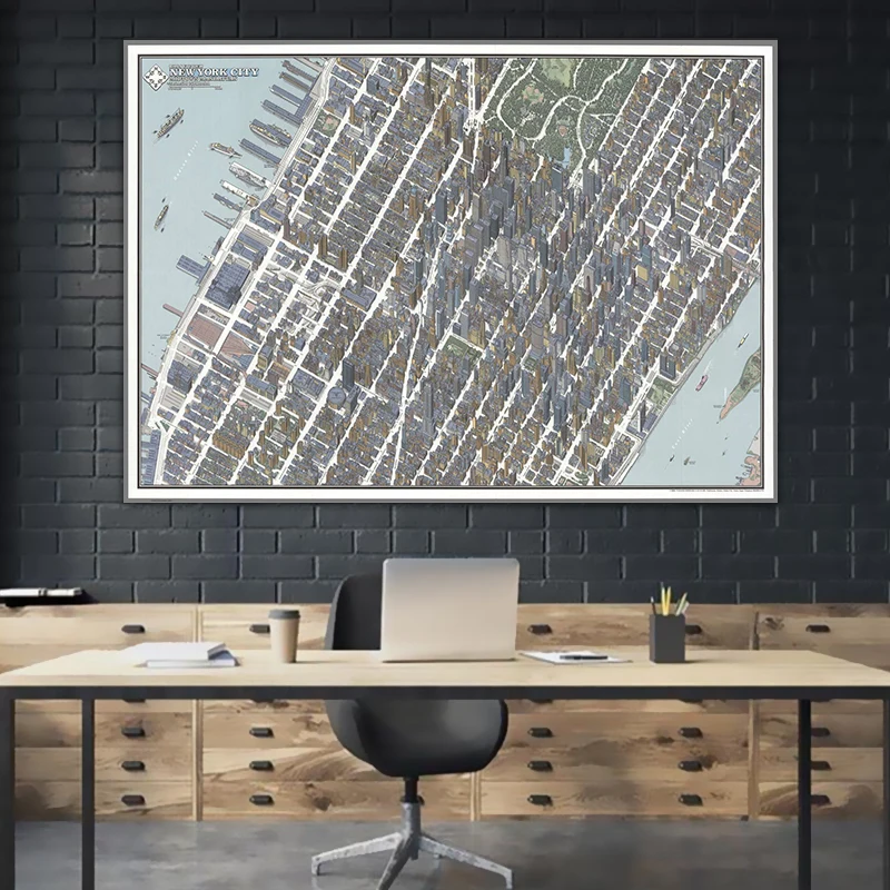 2000 карта Манхэттена Нью Йорк Америка Приключения карты холст картина плакат в