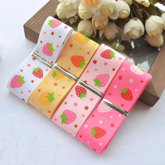

YY DIY Акция! Атласная лента с бантом в рубчик с 4 рисунками клубники