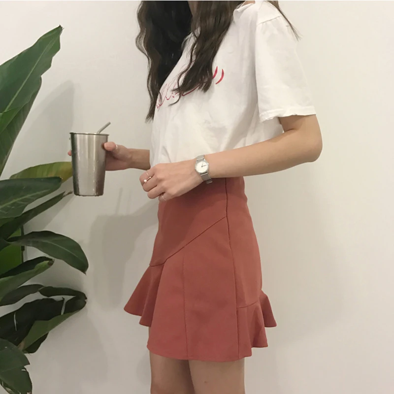Женская юбка-трапеция Ulzzang короткая в консервативном стиле весна 2019 | одежда