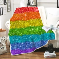 shining sequins gradient rainbow throw blanket microfiber blanket multicolor plush sherpa for bed sofa adults kids gift