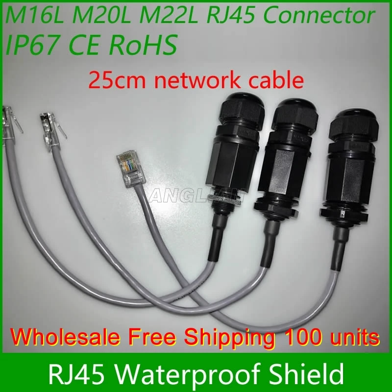 Verkaufen Kostenloser Versand Großhandel 100 Einheiten RJ45 Wasserdichten Stecker M20 Ethernet Interface M22 LAN Netzwerk Adapter CAT5E CAT6 Panel Montieren