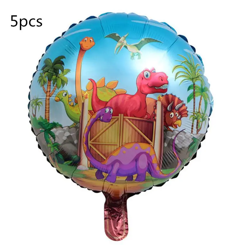 Balloons 5pcs 16 шт./компл. с рисунком динозавра из мультфильма для капкейка-Happy День рождения украшения Дети сувениры динозавр вечерние торт флаг детского дня рождения - Цвет: Balloons 5pcs