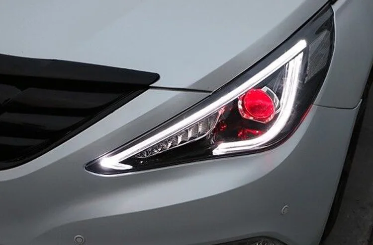 2 шт. jgrt автомобильный стиль светодиодный фары для hyundai Sonata для Sonata Головной фонарь светодиодный объектив двойной луч H7 HID Xenon Биксеноновые линзы