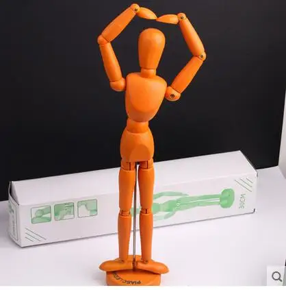 Деревянный манекен с подвижными конечностями 30 см 12 дюймов модель человеческого