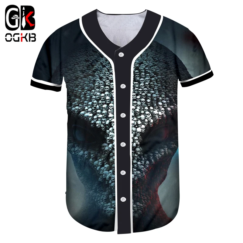 OGKB Button футболки черные женские пуговицы Homme бейсбольная рубашка 3d уличная