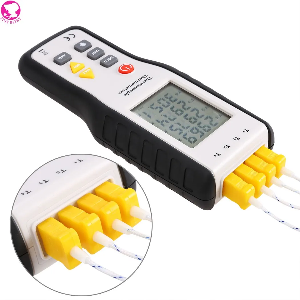Ручной Цифровой 4 Канала Термометр Высокая Точность Измеритель Температуры K Тип
