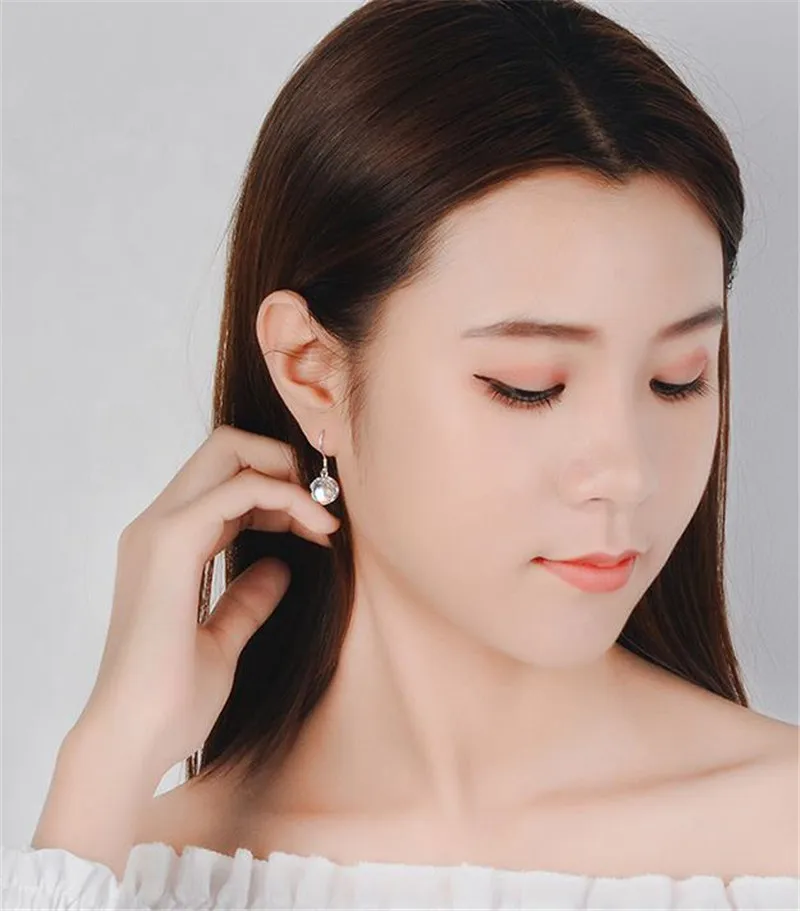 TJP New Fashion Girl Color stone Drop Earrings For Women Jewelry Charm Silver Plated Party Accessories Lady | Украшения и