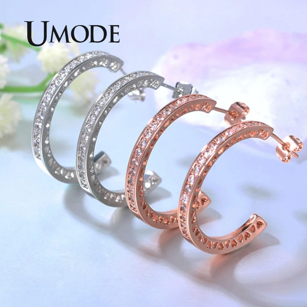 UMODE Новые прозрачные круглые циркониевые открытые C серьги в форме капель для