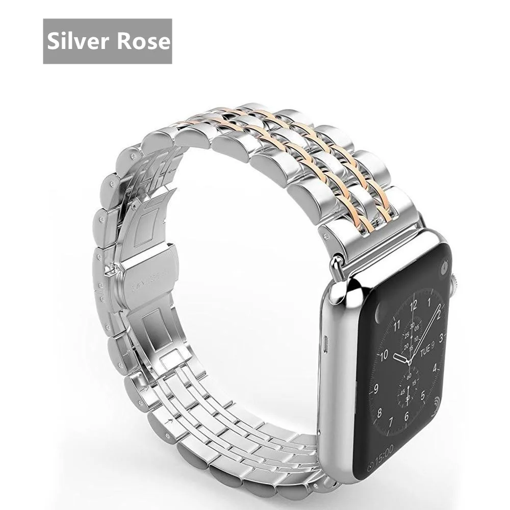Silver Rose Ремешок для apple watch band 44 мм 40 мм apple watch 5 4 3 iwatch band 42 мм/38 мм correa из нержавеющей стали pulseira Butterfly ремешок для часов - Цвет ремешка: Silver Rose