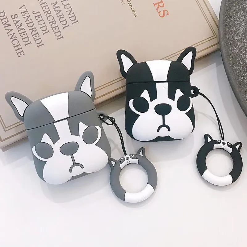 VOZRO French Bulldog Wireless Bluetooth Earphone Case For Apple Airpods Silicone Headphones Cases For Airpods 2 Protective Cover