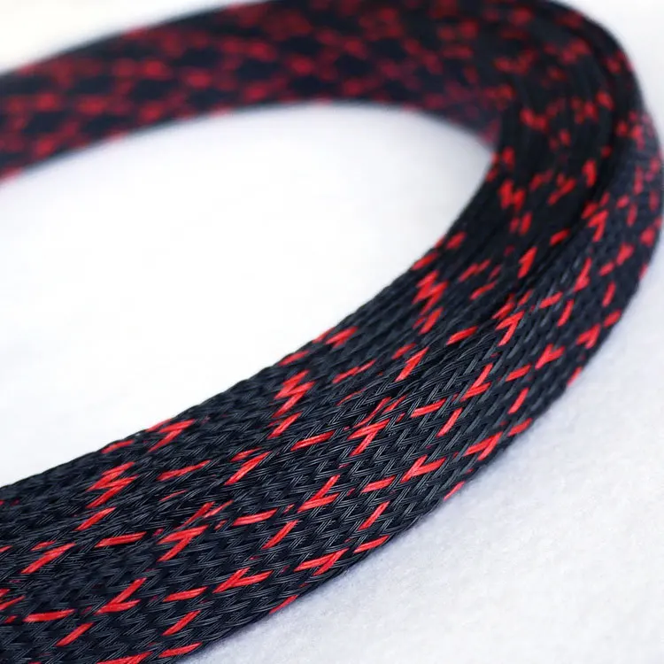 

6meter 18mm Cable Sleeves 3 wire PET red black mesh Wire Protecting Cable Sleeve wire mesh nylon shock for cable sets