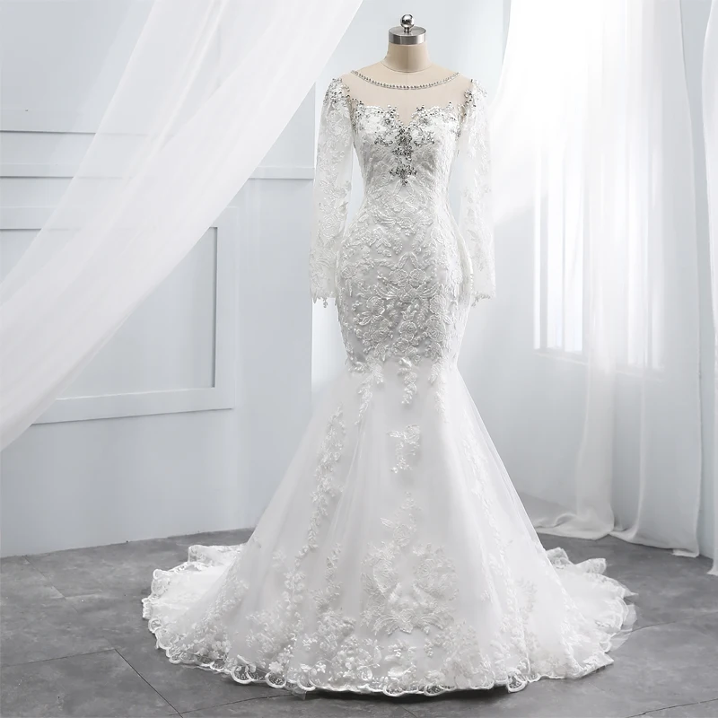 Свадебное платье с юбкой годе рукавами крылышками и бисером свадебное длинными