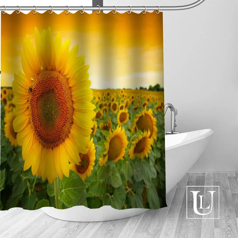 

Custom sunflower Curtain Fabric Modern Shower Curtain bathroom beautiful Curtains Bath decor Polyester Cloth Waterproof
