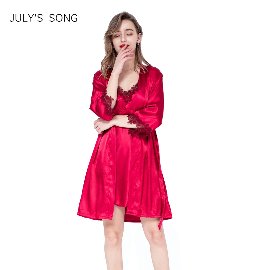 Халат JULY'S SONG женский из 2 предметов пикантный кружевной пятнистый халат и наряд