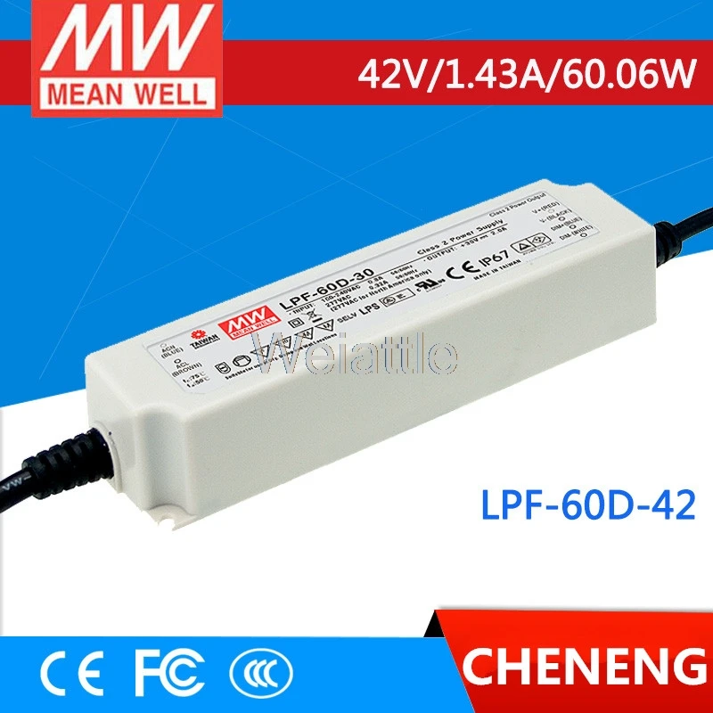 MEAN WELL оригинальный LPF 60D 42 42V 1.43A meanwell 60 06 W одиночный выход LED Импульсный источник