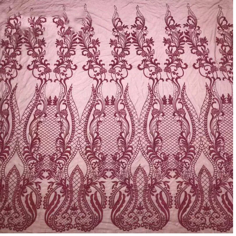 

1yard off white/wine ployester large pattern on mesh embroidery lace fabric guipure french lace wedding dress lace fabric