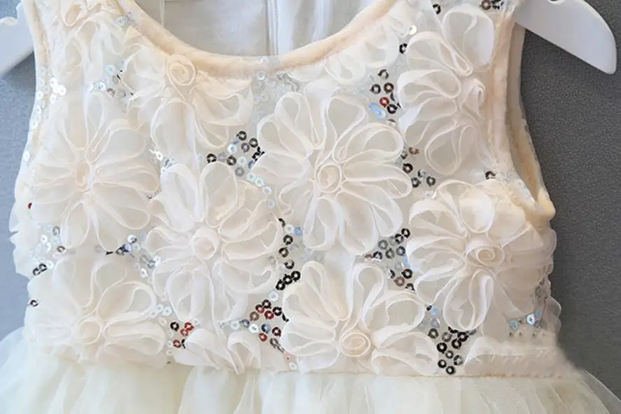 Детская одежда для девочек платье принцессы с розами и блестками Кружевное