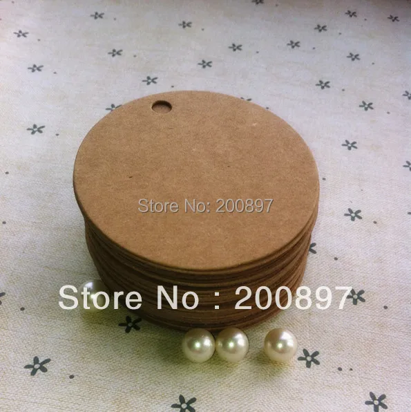 

2014 Etiquetas Labels Custom Gift Tags Wholesale 500pcs Lot Round Shape Blank Kraft Marks Or Diy Jewelry Accessories 5.5*5.5cm