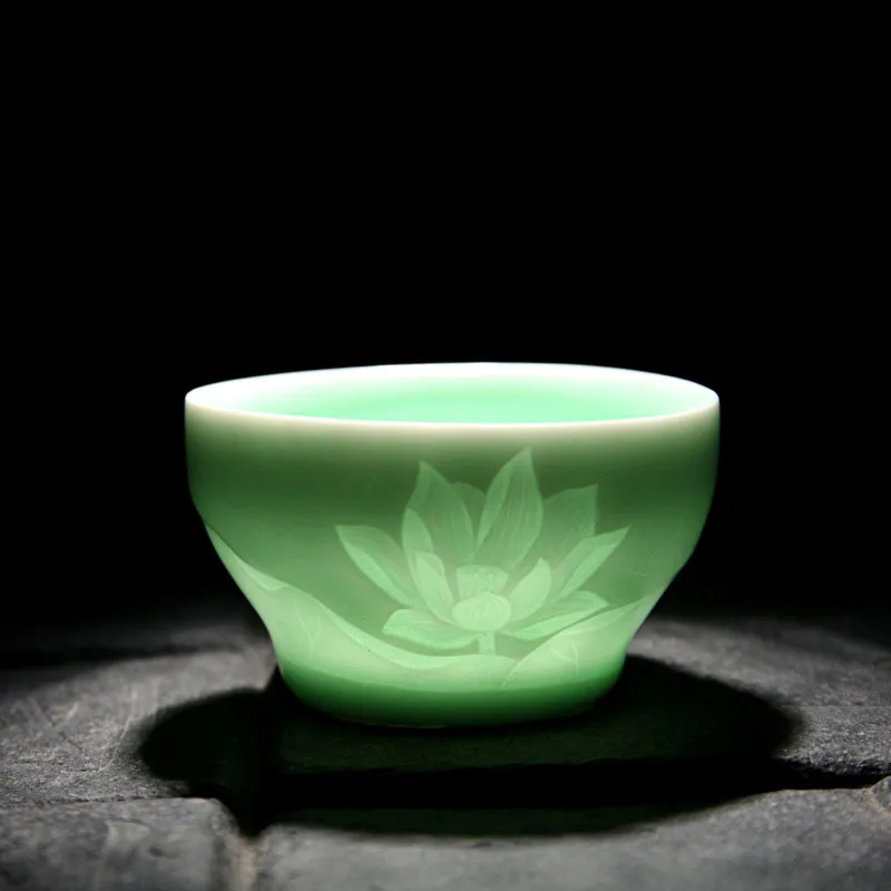 Креативная китайская керамическая чайная чашка Longquan Shadow Celadon Kong Fu китайские