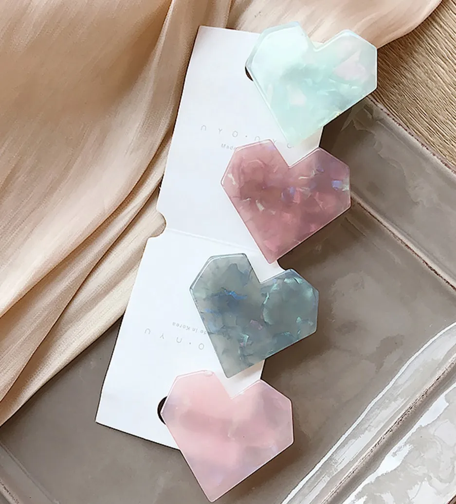 Зажим для волос сердце женщин корейский милый акриловый зажим волос|Украшения