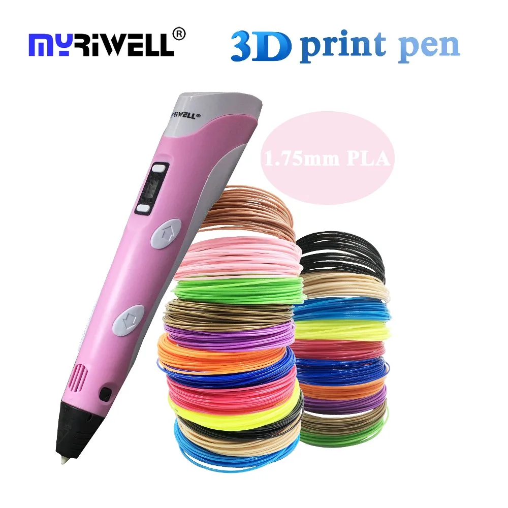 3d-ручка myriwell 2-го поколения ЖК-дисплей экран 100 м/200 м 1 75 мм pla нить детская ручка для