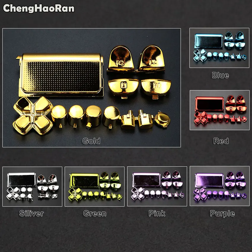 ChengHaoRan полный набор кнопок мод хромированный цвет для контроллера Sony PS4 R1 L1 R2 L2 ABXY D