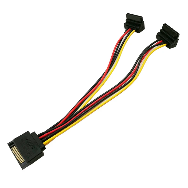 20 см SATA 15 Pin папа 2X15P Женский 90 градусов Y сплиттер адаптер кабель питания