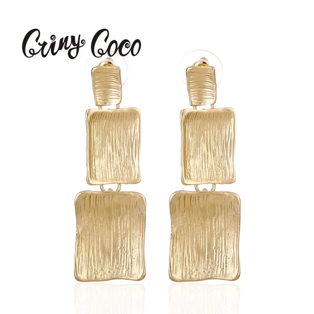 Женские Висячие серьги Cring Coco винтажные длинные геометрические квадратной формы