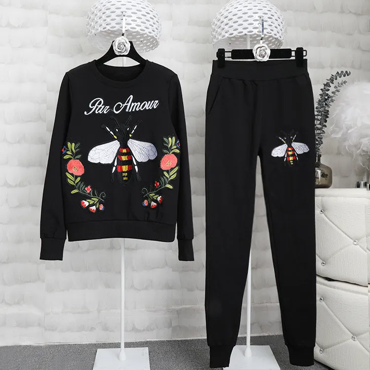 Женский костюм для отдыха весна осень 2019 толстовки с вышивкой + повседневные