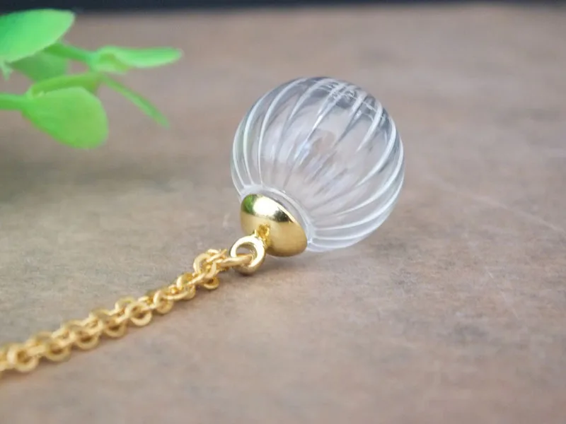 18mm Small pumpkin stripe ball shape glass globe pendant/with chain/ DIY vial jewelry pendant |