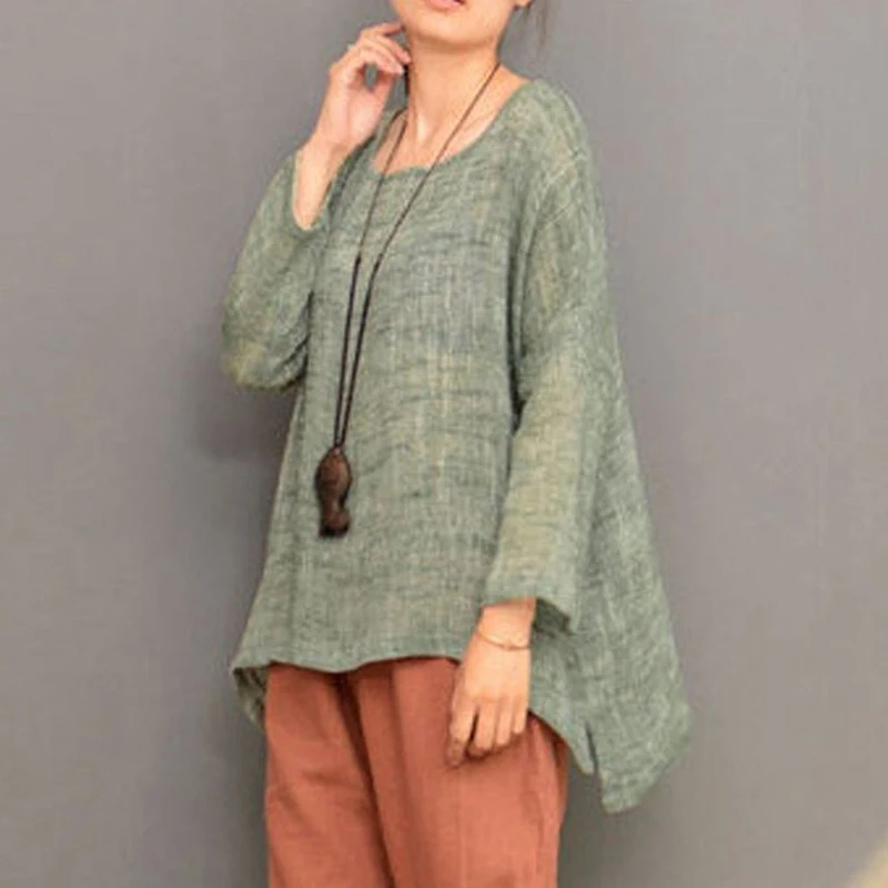 Футболка женская винтажная с длинным рукавом свободные большие размеры | Женская