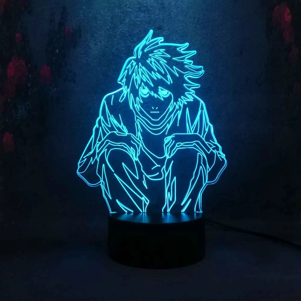 Аниме Death Note L Lawliet LED Декор для спальни ночник Lamparas de lava 3D 7 цветов Пульт